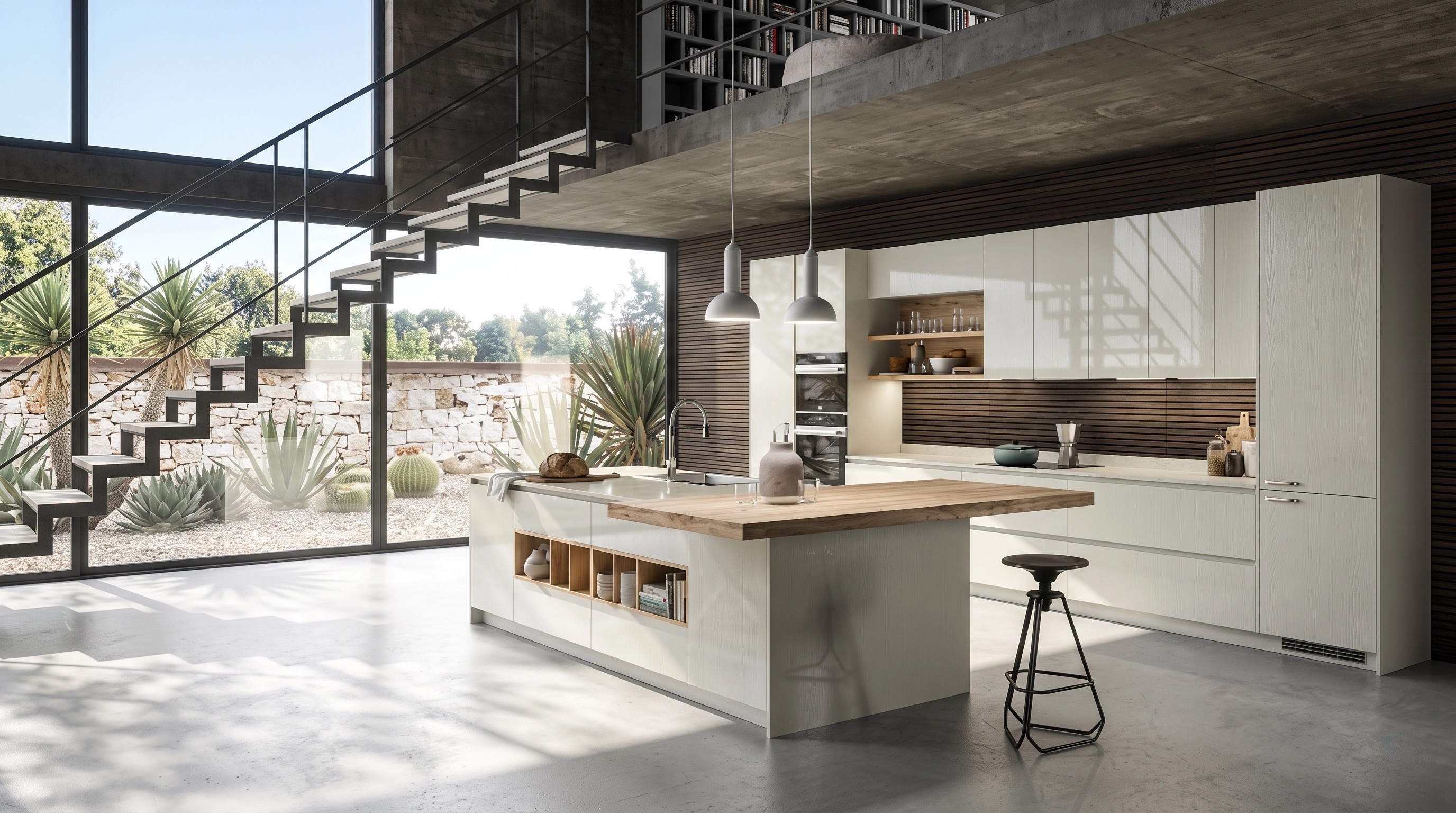 Industrial kitchen staircase